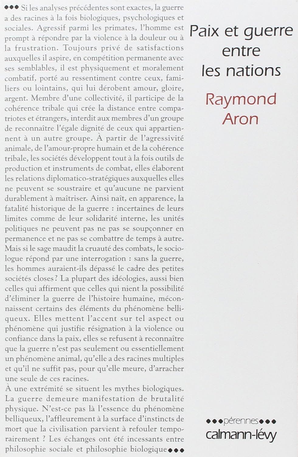 Couverture de « Paix et guerre entre les nations » de Raymond Aron